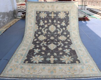 Tappeto Zigler Chobi afgano vintage da 5&#39;4 x 8 piedi, tappeto in lana annodato a mano turkmeno, tappeto con design caucasico, tappeto orientale, tappeto da soggiorno, tappeto da ufficio