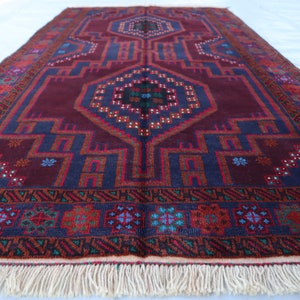 4x7 ft Antique Tribal Rug, Natural Vegi Dyes Wool Oriental Bidjar Pattern Rug- Aesthetic Handmade Carpet- Living Room Bedroom Kitchen Rugs