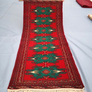 Red Afghan Handmade Rug, 2&#39;6x6&#39;1 Ft Rug, Small Area Entrance Rug, Small Afghan Rug, Hand made Area Rug, Turkmen Rug, Afghan Oriental Carpet