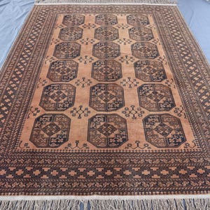 Terracotta Antique Rug 7x10 Afghan Vintage Ersari Rug, Handmade Wool Carpet, Oriental Area Rug, Bedroom Rug, Living Room, Turkmen Tribal Rug