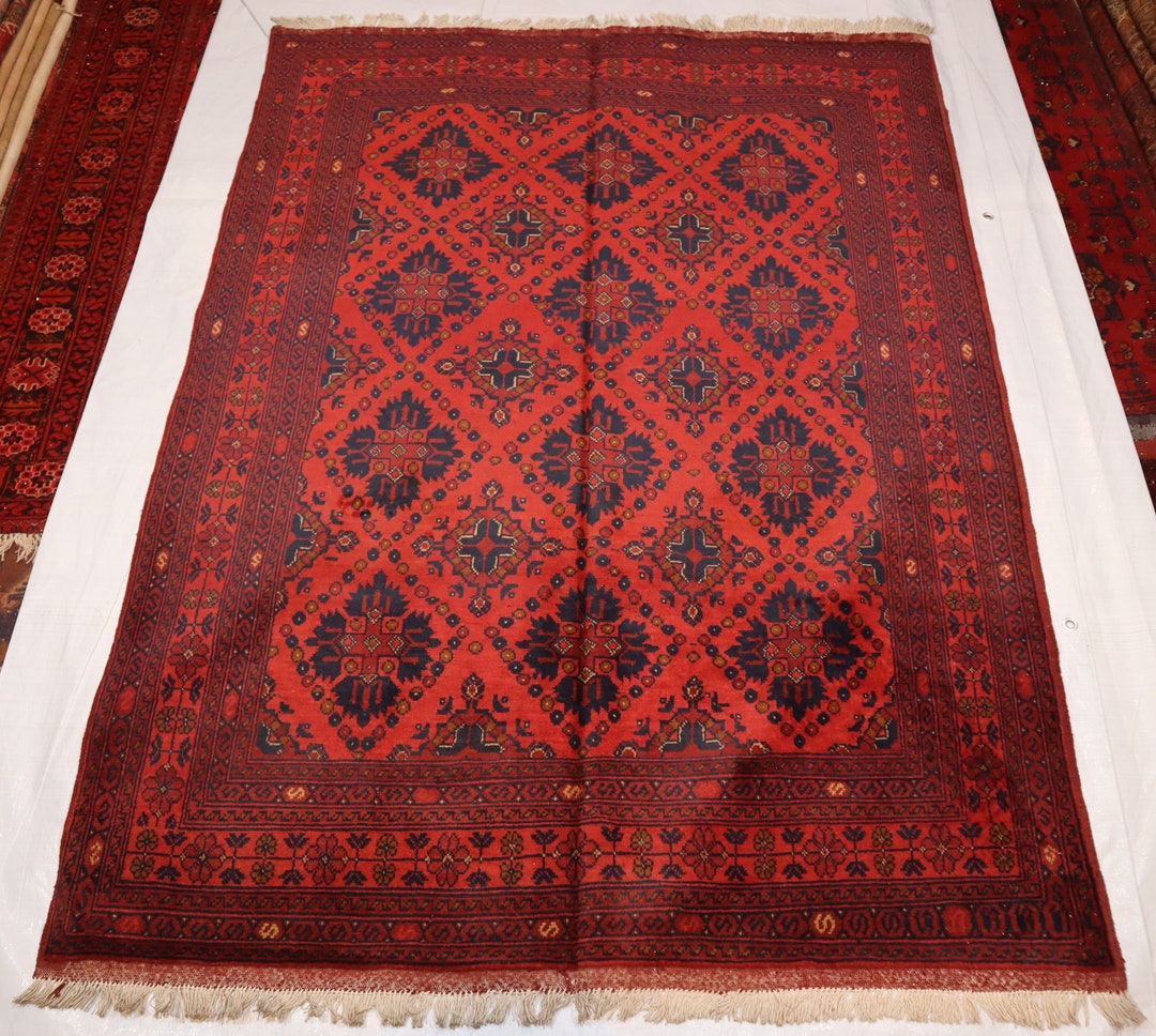 アフガニスタン ボクハラ ラグ 5 x 7 フィート、トルクメン部族