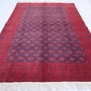 Vintage Afghan Sarique Teppich, 2&#39;4x2,5m Turkmenischer Teppich, Handgeknüpfter Buchara Teppich, Orientteppich, Wohnzimmerteppich