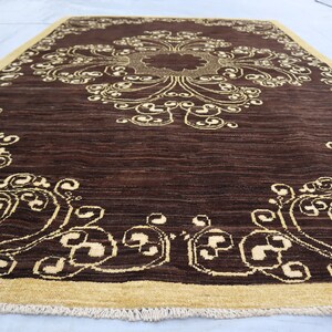 Afghan Gabbeh Rug, Turkoman Handmade Wool Rug, One of a Kind Floral Rug, Beige Brown Rug, Home Decor Area Rug, Bedroom Rug, Living Room Rug