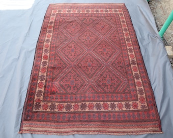 Antique Baluchi Rug 3'10x6 Afghan Handmade Wool Rug/ Oriental Turkmen Rug/ Vintage Afghan Tribal Rug / Bedroom rug/ Kid Room Living Room Rug