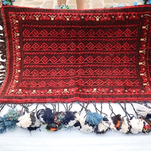 1&#39;9 x 2&#39;9 Ft, Antique Handmade Tribal Cushion 100% Wool Rug. Handmade Pillow Cover Decor Rug, Afghan rug. Vintage Afghan Cushion Carpet