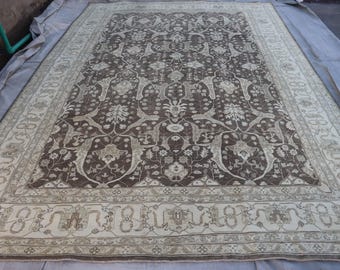 10x14 ft Oushak Area Rug Afghan Hand Knotted Wool Rug, Truibal Turkmen Rug, Oriental Area Rug, Big Hall Rug, Rug For Bedroom, 300x430 cm Rug