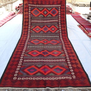 Wide Antique Afghan Somak Adreskan Kilim Runner 5x10 Ft, Long Hallway Runner, Natural Dyed Color Runner Rug, Flatweave Area Rug, bedroom Rug