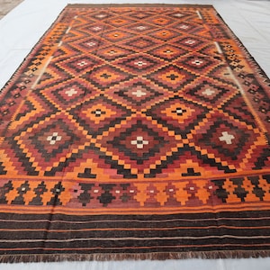 9x15 ft Antique Kilim Rug/ Handmade Wool Rug/ Vintage Rug Oriental Rug/ Authentic Genuine Rug/ Turkmen Khalmori Kilim Rug/ Large Area Rugs