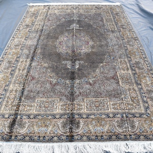7x10 Floral Oriental Silk Rug- Afghan Hand Knotted Silk Rug- Turkmen Tribal Rug- Chinese Design Home Décor Rugs, Turkish Design Rug, Bedroom