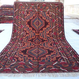 4&#39;3x6&#39;7 Ft, Baluch Afghan Handmade 100% Soft Wool Rug Vintage Turkoman Rug, Afghan Rug, Oriental Rug, Floor Rug, Decorative Rug, Tribal Rug