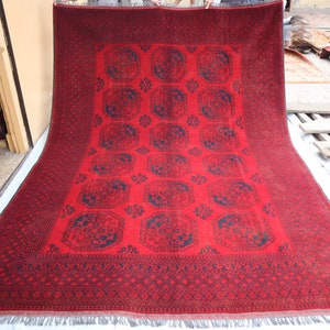 Afghan Vintage Rug 7x10 Ft Handmade Wool Rug, Geometric Turkmen Rug, Vintage Ersari Rug, Antique Pale Rug, Living Room Rug, Dining Room Rug