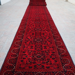 23 Ft Afghan Bukhara Hallway Rug, Afghan Handmade Wool Rug, 23x2.9  Ft Turkmen Bukhara Rug, Afghan Bukhara Rug, Afghan Runner Rug 23x3 Feet
