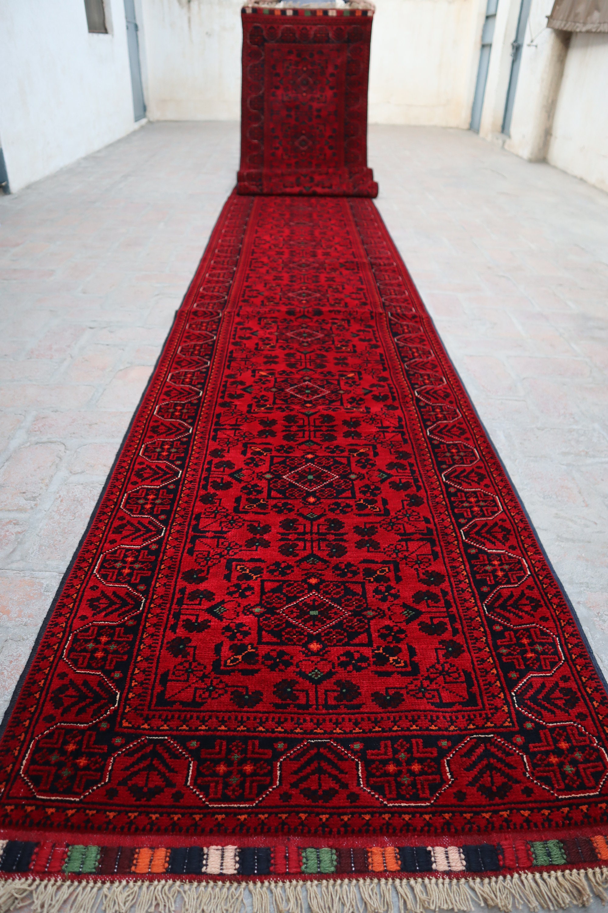 Vintage Red Runner Rug, Traditional Turkmen Extra Long Kitchen Bathroom Rugs,  3x12 Runner Rug, Hallway Runner, Farmhouse Decor, Oriental Rug 