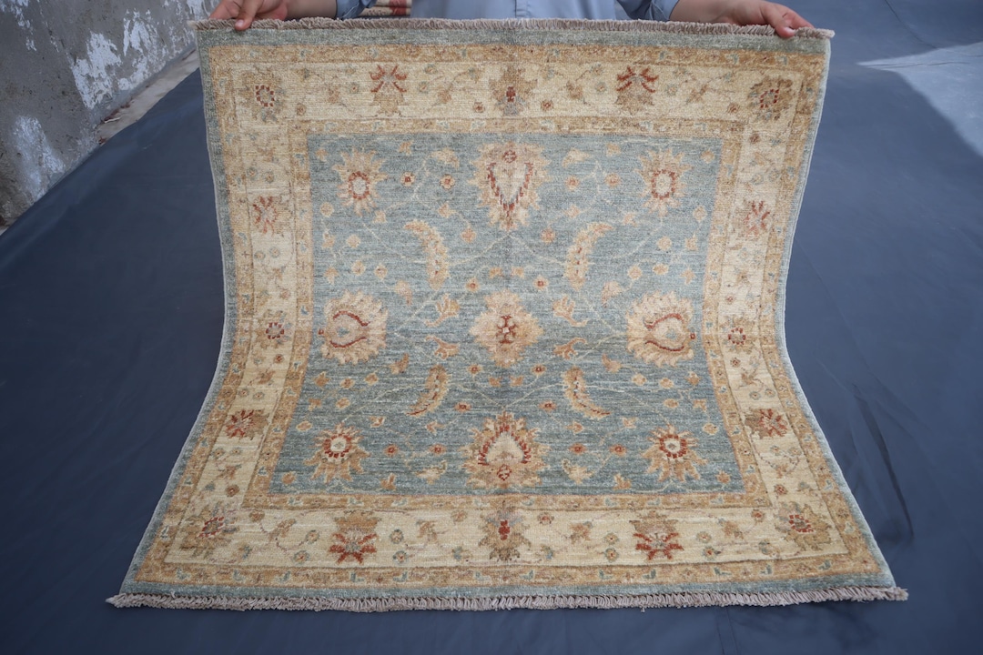 3x3 Ft Square Area Rug - Afghan Hand Knotted Veg Dye Wool Oriental Area ...