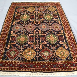 4x6 Ft Handmade Afghan Gabbeh Rug, Bohemian Home Rug, Oriental Turkmen Gabbeh Rug, Bidjar Area Rug, Living Room Rug, Living Room Bedroom Rug