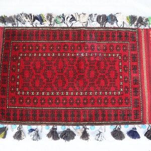 Vintage Cushion Rug, 2&#39;3x3&#39;11, Home Decor 100% Handmade Afghan Cushion Cover, Bohemian Decor, Decorative Throw Pillow, Large Cushion Carpet