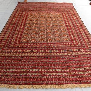 Vintage Afghan Maliki Kilim Rug 6&#39;4x9&#39;8 ft Excellent Quality Soumak Kilim Rug, Handmade Wool Rug, Rustic Red Rug, Vintage Turkish Kilim Rug