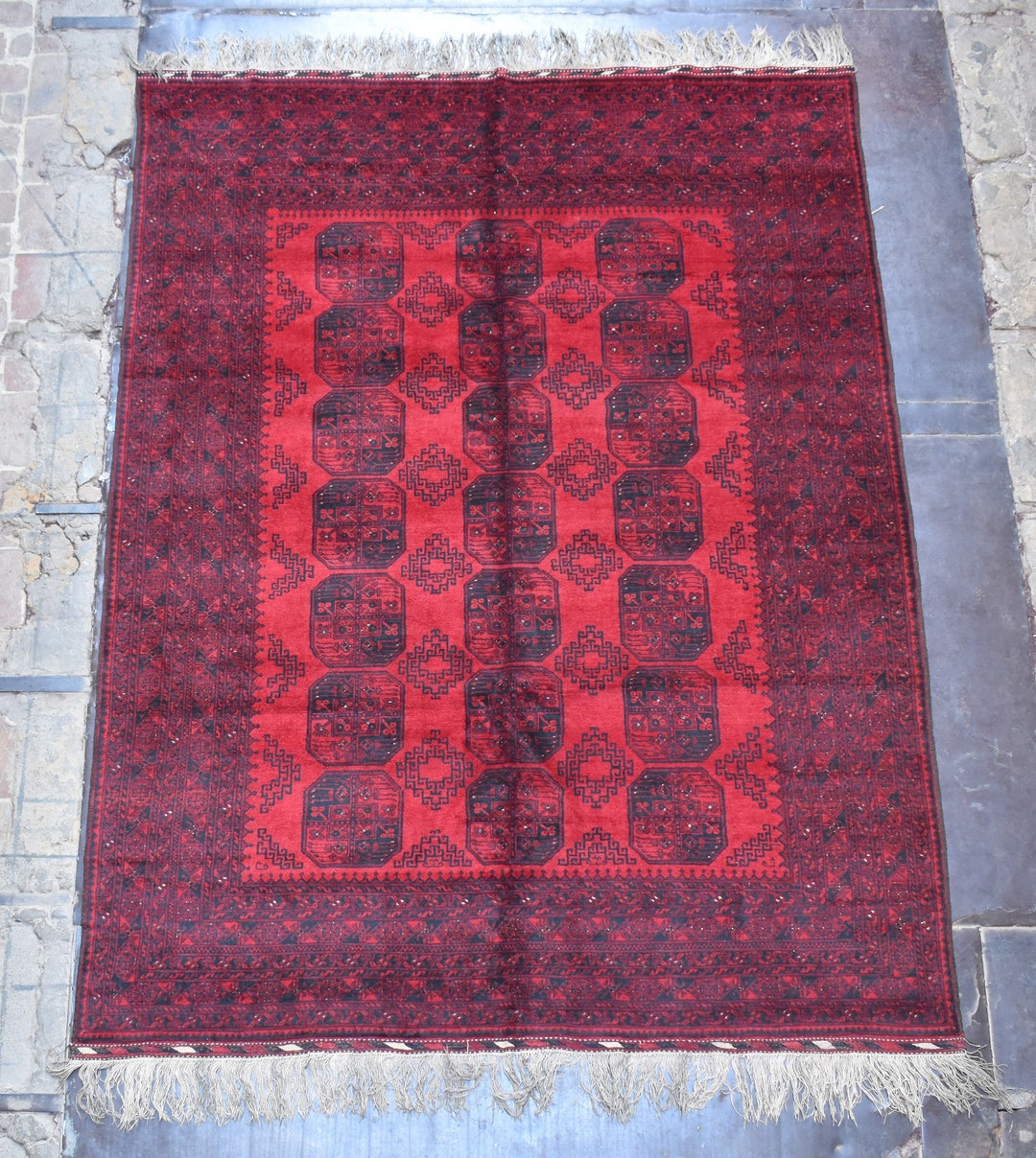 10.6 X 8.2 Ft Large Antique Red Faded Area Rug ,afghan Turkmen Handmade ...