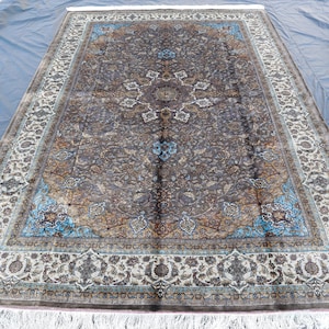 Afghan Oriental Silk Rug, 7x10 Hand Knotted Silk Rug, Turkmen Tribal Rug, High Pile Soft Oriental Rug, Traditional Area Rug, Rug For Bedroom