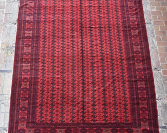 Alfombra tribal afgana vintage grande hecha a mano de 12'6 x 10'0 pies/alfombra oriental turcomana Mori Gul Bukhara/alfombra Bukhara/impresionante alfombra floral para sala de estar
