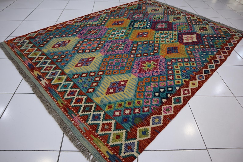 Kilim Rug Patterns Multi Color Kilim Rug 4'7x6'7 Afghan Tribal Kilim Rug, Hand Woven Rug ...