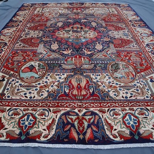 10x13 ft Haunting Piece Rug, Large Pictorial Rug, One of a Kind Afghan Rug, Handmade Wool Rug, Soft Pile Fine Rug, Oriental Rug, Bedroom Rug