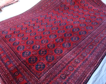 6.9 x 10.5 ft, Vintage Afghan rug, Large Area Turkoman Akhal Rug, Tribal Antique rug, Handmade Wool rug, Bedroom Carpet, Rug For Living Room