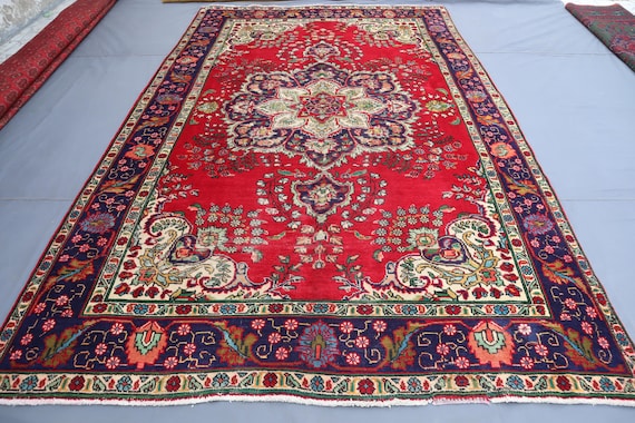 Großer Teppich 200x300 Fuß Teppich im afghanischen Kaukasus, Handgewebter Wollteppich, Teppich für Wohnzimmer