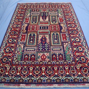 Afghan Handmade Wool Area Rug, 3&#39;5x4&#39;10 ft, Fine Afghan Wool Rug, Tribal Afghan Rug, Handmade Wool Rug, Tribal Turkmen Rug, Living Room Rugs