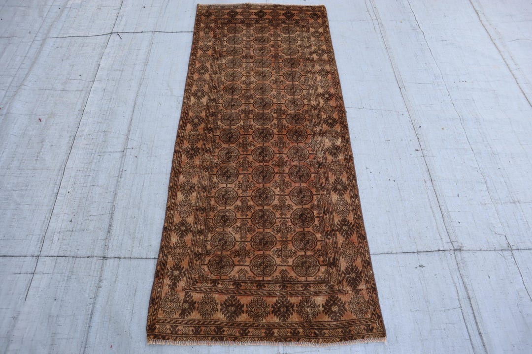 1950 Wool Rug 1950s Antique 2'4x5'9 Ft Runner Rug/ Vintage Geometric Rug/ Turkmen ...