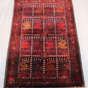 4.9 x 3.3 Ft Afghan Biljik Area Rug, Afghan HandMade wool area Rug, Oriental Tribal Bukhara rug, Living Room Rug, 143x100 Cm Rug-Kitchen Rug