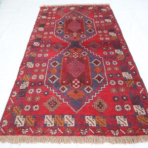 Traditional Area Rug, Handmade Afghan Wool Rug, 3&#39;5x6&#39;5 ft Antique Balochi Rug, Geometric Area Rug, Collector Piece, Rug For Office Bedroom
