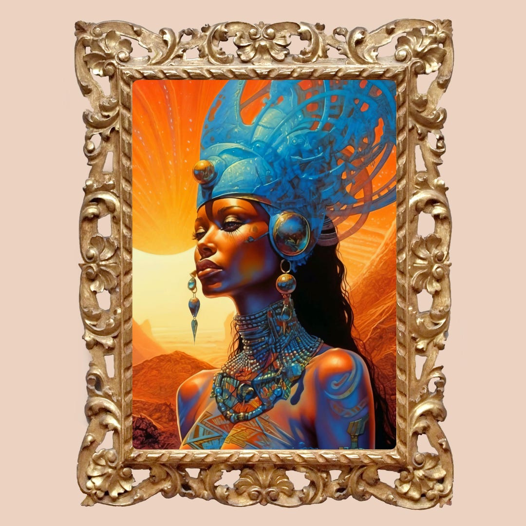 Afro Futurism Digital Art Print Instant Download Black Arte