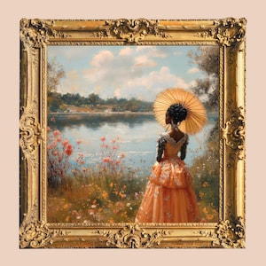 Lámina artística de La Dama del Lago / Mujer afro-victoriana con sombrilla (Descarga digital)