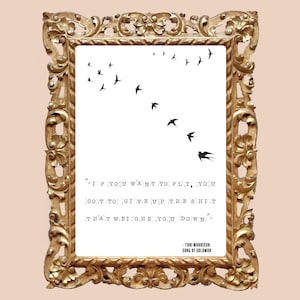 Toni Morrison Quote Digital Art Print | Inspirational Wall Art with Flying Birds | Minimalist Literary Decor