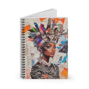 Artistic African American Art Spiral Notebook| Black Queen Ruled Lined Journal |