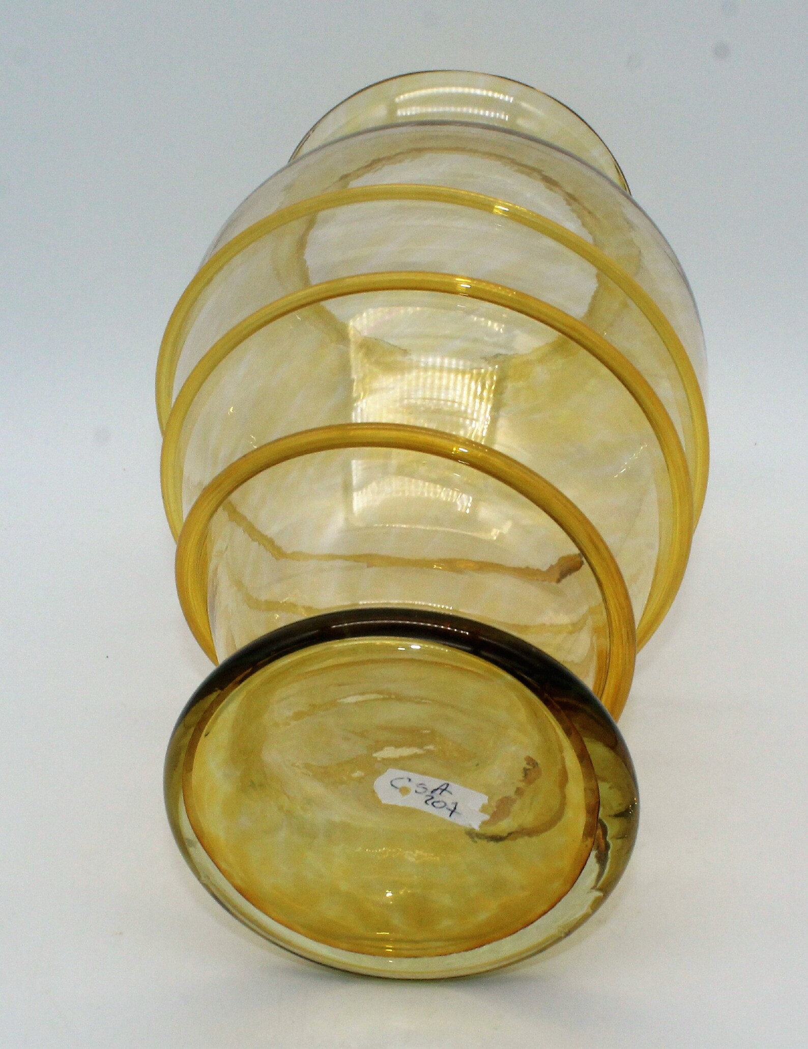 BLENKO Hand Blown 12 Yellow Glass Vase With Applied Etsy