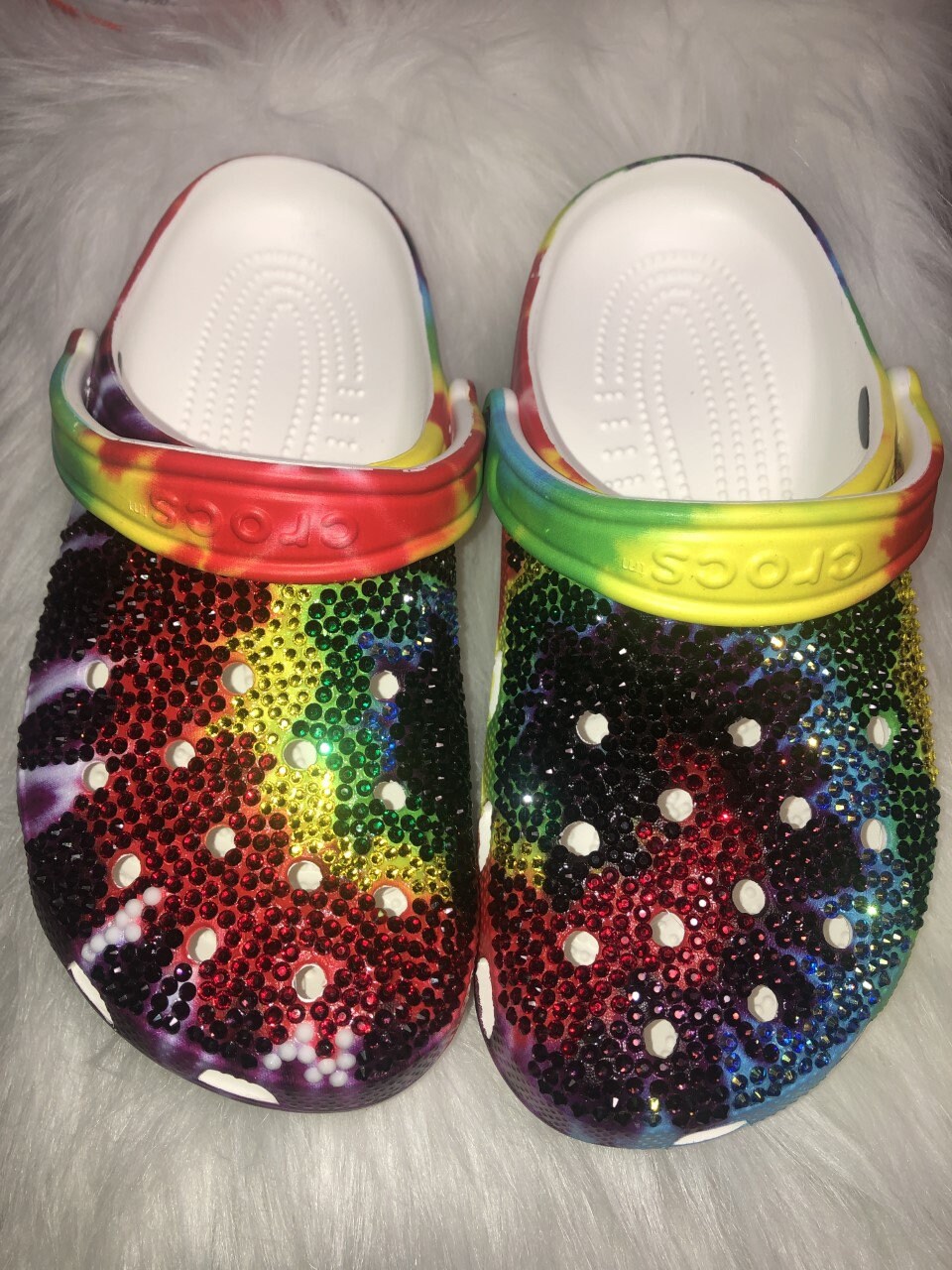 Custom tie dye crocs Outlet