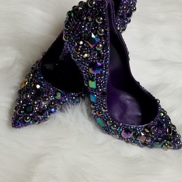 Only One Left! Custom-Made Purple Bedazzled Heels