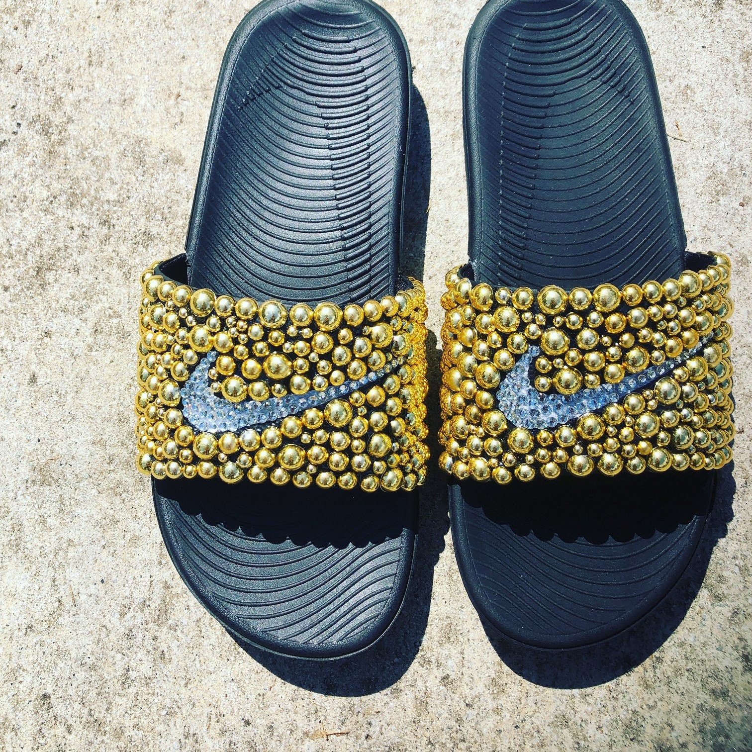 nike gold slides for sale