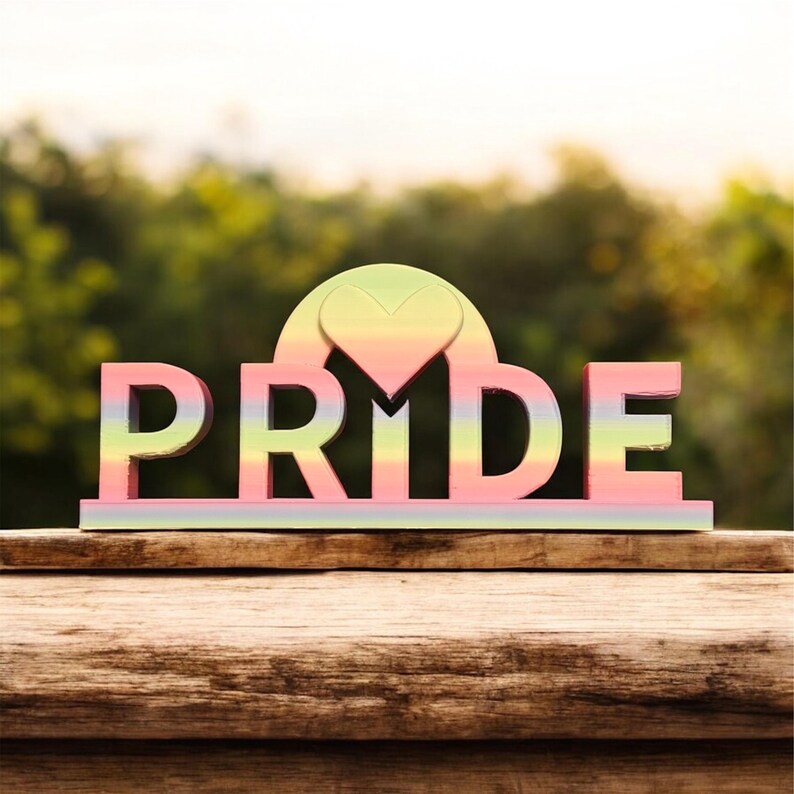 Rainbow PRMDE Pride Sign – 3D Printed Desktop Decor With Heart | 8.5 ...