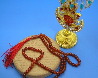 The Holy Land Of Karbala Genuine Red Aqeeq Aqiq Agate Islamic Muslim Tasbih Misbaha Sibha Praying Beads