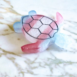 Trans Pride Turtle with White Lines Magnet Made In Resin image 1