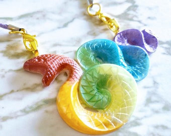 Pride Curled Snake Pendant - Trans and Rainbow Necklace - Made of Resin - Necklace - Choose your cord color