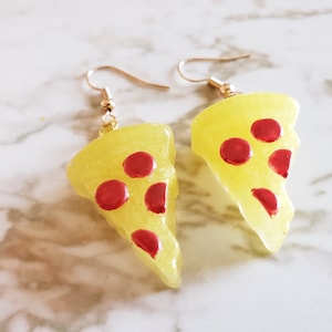 Pepperoni and Cheese Pizza Earrings - Fast Food - Earrings - Made In Resin