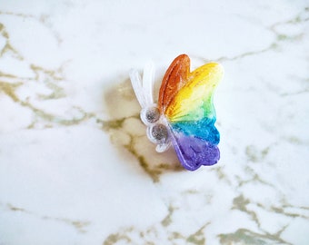 Pride Edition - Rainbow Butterfly Semicolon Magnet and Pin - Resin