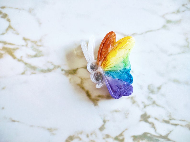 Pride Edition Rainbow Butterfly Semicolon Magnet and Pin Resin image 1