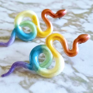 Pride Snake Earrings Pride Flag Snake Stud Style Earrings Pride Earrings Curly Small Smooth