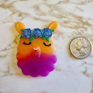 Llama with Rose headband Magnet Magnet Made In Resin image 4