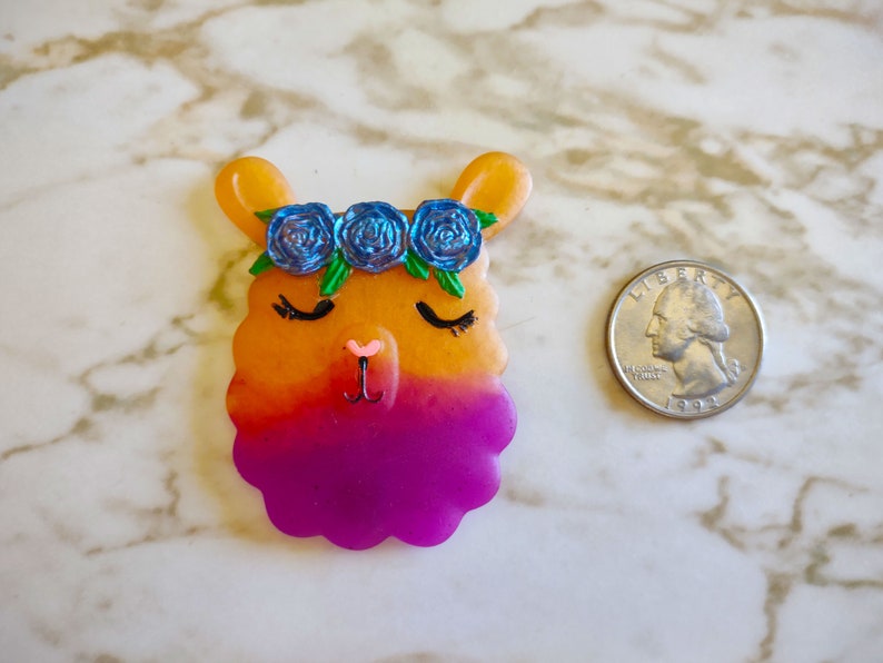 Llama with Rose headband Magnet Magnet Made In Resin image 4